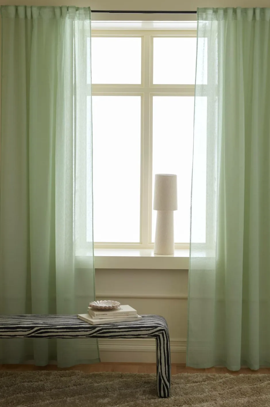 New &Home Gardinlængde med multibånd Mila 2-pak Lysegrøn