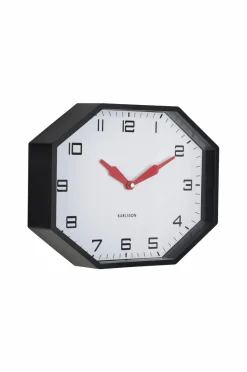 Best Karlsson Vægur Modern Factory Octagon Sort og lys rød