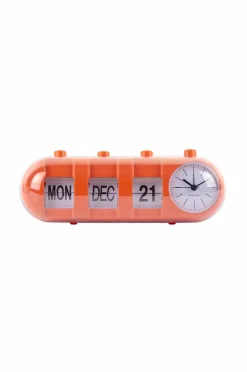 Hot Karlsson Vækkeur Retro Tube Calendar Flip Lys orange