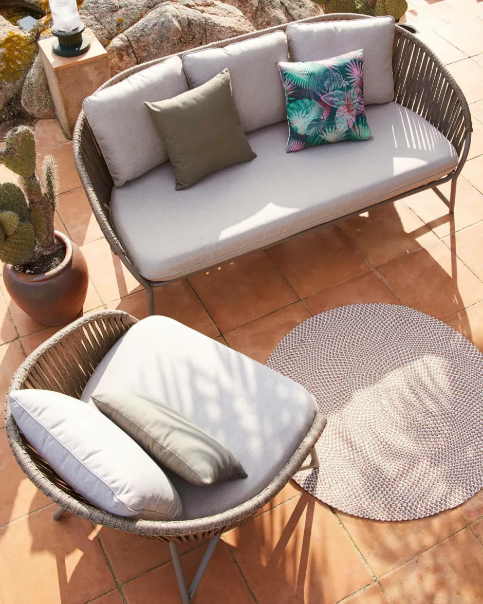 Clearance Kave Home Gulvtæppe Rodhe Ø 150 cm Beige