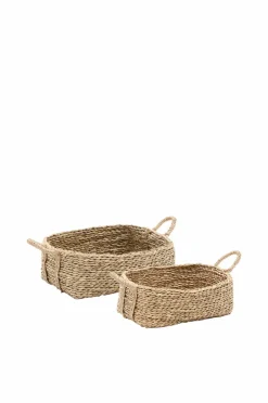 New Kave Home Milly sæt med 2 kurve i naturfiber, 32 x 20 cm / 34 x 20 cm Grå