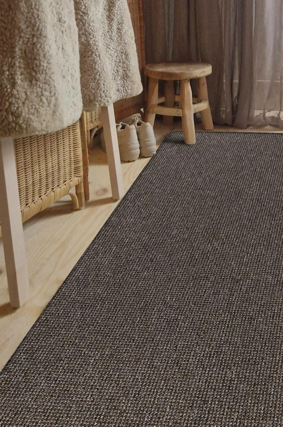 Sale KM Home Maskinvævet tæppe Titan Mørkt linned
