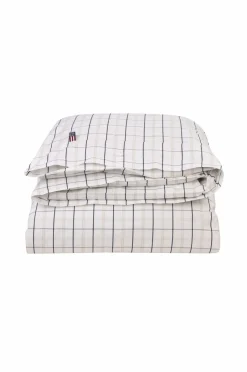 Hot Lexington ternet bomulds-poplin dynebetræk Hvid/Beige/Navy