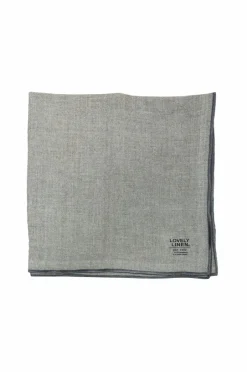 Discount Lovely Linen Køkkenhåndklæde Grace i vasket hør Natural Beige & Dark Grey