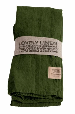 Clearance Lovely Linen Serviet Lovely i vasket hør, 4-pak Jeep green