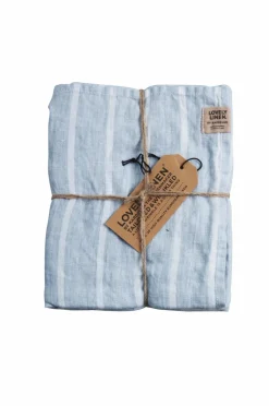 Discount Lovely Linen Viskestykke Misty i vasket hør Stripe sky
