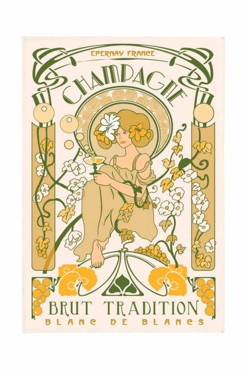Best Maison Vivaraise Køkkenhåndklæde Champagne Art Deco 48 X 72 Gul