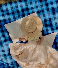 Clearance Midnatt Sengetæppe Gingham Blue