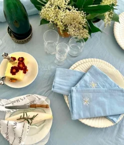 Online Midnatt Serviet sæt Daisy 4 stk Light Blue