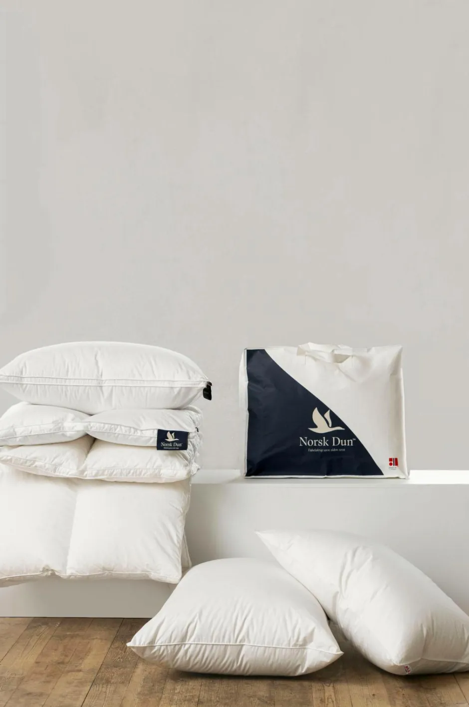 Discount Norsk Dun Pude 100 % andedun Lav Hvid