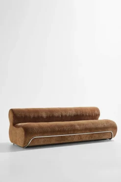 Pastill Archie 3-personers sofa Mokkabrun fløjl
