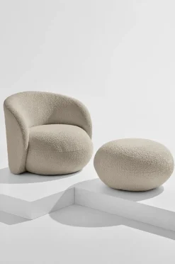 Outlet Pastill Bloom puff ø 72 cm Beige