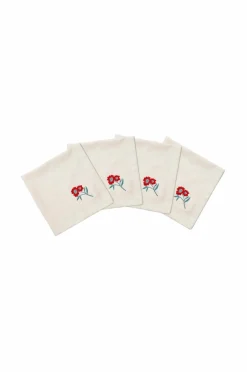 PICK A POPPY Serviet 4 pack Cottage Flower Blågrøn