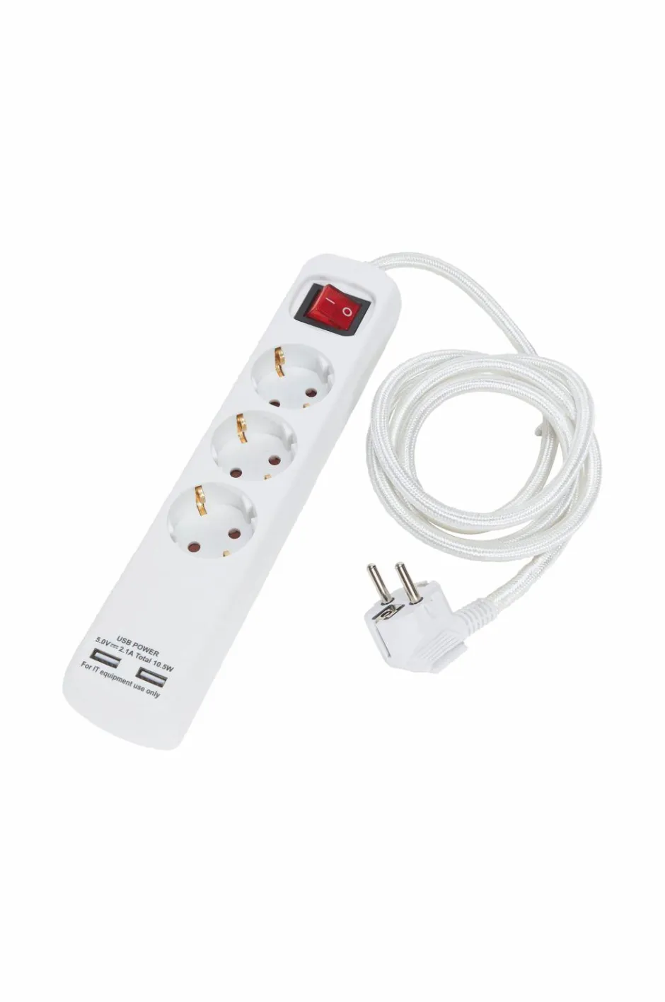 Clearance PR Home Stikdåse 3 stik + Usb 1,4 m Hvid