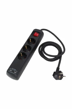 Discount PR Home Stikdåse 3 stik + Usb 1,4 m Sort