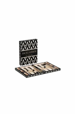 Sale PRINTWORKS Lakeret backgammon, sort Sort/beige
