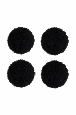 Clearance Skinnwille Rund siddepude Curly 4-pak Sort