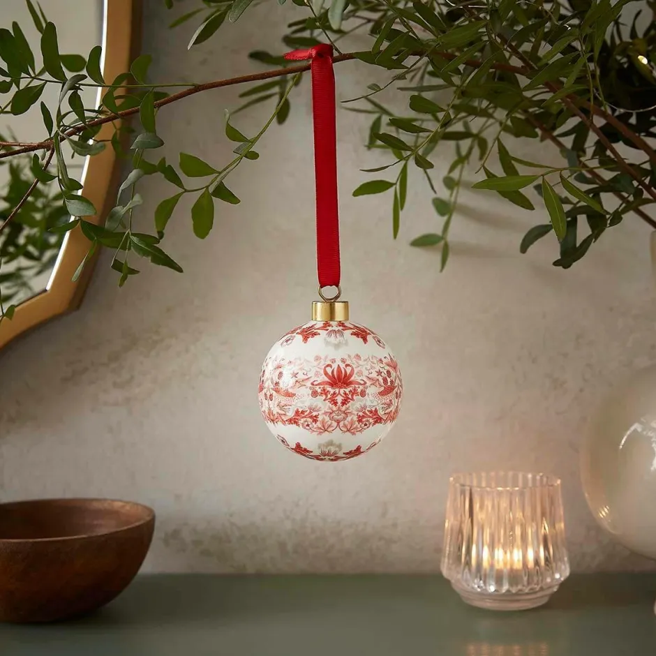 Outlet Spode WM Bauble - Strawberry Thief, Indian Red rød/lyserød/hvid