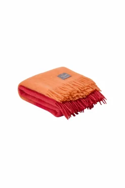 New Stackelbergs Plaid Mohair Blanket Orange & Pion dip dyed