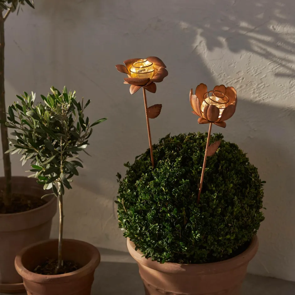 Hot Star Trading Solcelledekoration Oxida Blomst 2-p Brun