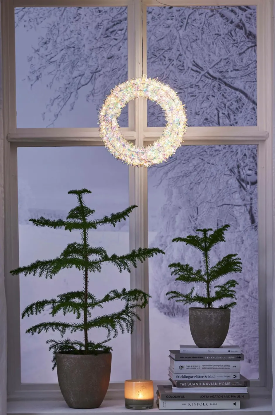Clearance Star Trading Udendørs krans Magic 30cm Hvid