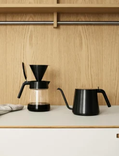Outlet Stelton Serveringskande/kaffekande af glas Nohr Black Metallic
