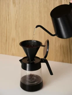 Outlet Stelton Serveringskande/kaffekande af glas Nohr Black Metallic