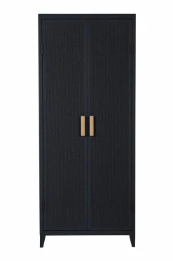 Clearance Tolix Garderobeskab B2 Perforated Locker Wardrobe Painted with PEFC Oak Handles Bleu Nuit MFT