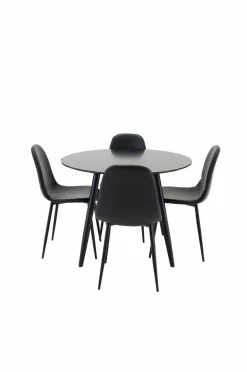 Venture Home Spisebordssæt Plaza med stole Polar Sort