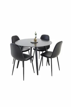 Venture Home Spisebordssæt Plaza med stole Polar Sort