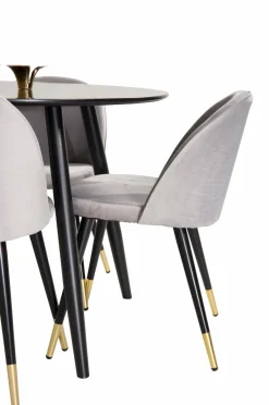 Hot Venture Home Spisebordssæt Plaza med 4 stole Velvet Sort