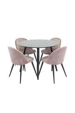 Hot Venture Home Spisebordssæt Plaza med stole fløjl Støvet rosa