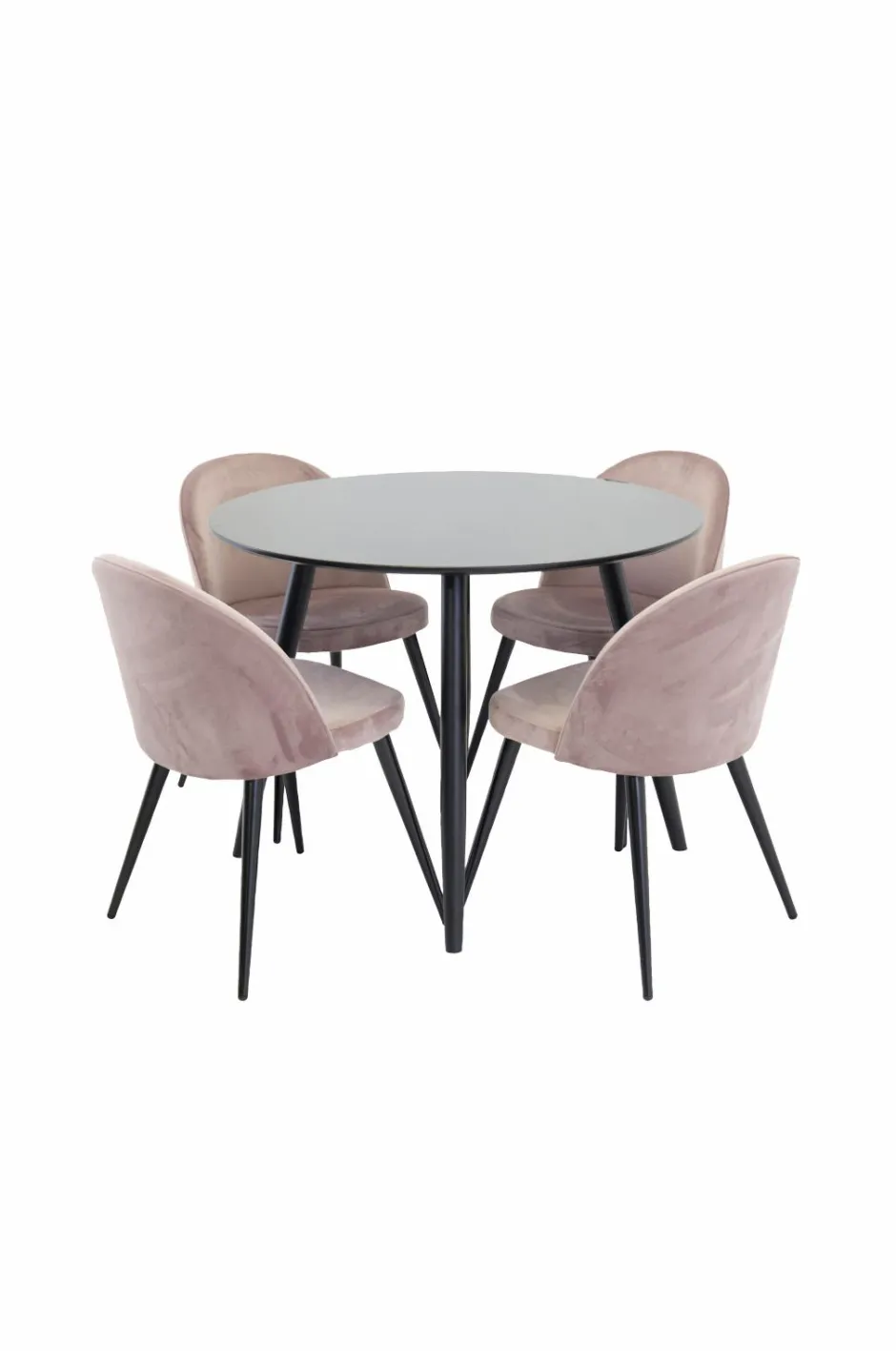Hot Venture Home Spisebordssæt Plaza med stole fløjl Støvet rosa