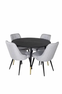 Hot Venture Home Spisegruppe Dipp med 4 stk. stole Velvet Deluxe Black