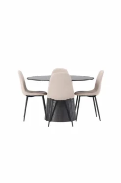 Venture Home Spisegruppe Lanzo med 4 stole Polar Black
