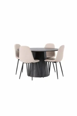 Venture Home Spisegruppe Lanzo med 4 stole Polar Black
