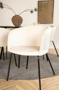 Hot Venture Home Spisegruppe Dipp med 4 spisebordsstole Berit Offwhite fløjl / sort