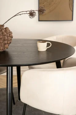Hot Venture Home Spisegruppe Dipp med 4 spisebordsstole Berit Offwhite fløjl / sort