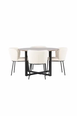 Hot Venture Home Spisegruppe Durango med 4 stk. stole Edina White