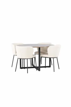 Hot Venture Home Spisegruppe Durango med 4 stk. stole Edina White