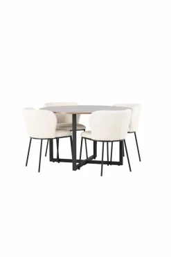 Hot Venture Home Spisegruppe Durango med 4 stk. stole Edina White