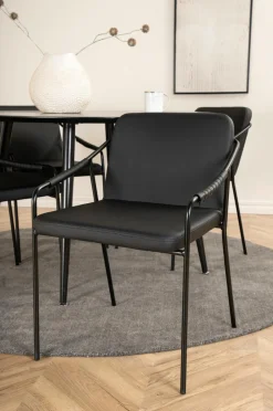 Discount Venture Home Spisegruppe Dipp med 4 spisebordsstole Tvist Sort kunstlæder / sort