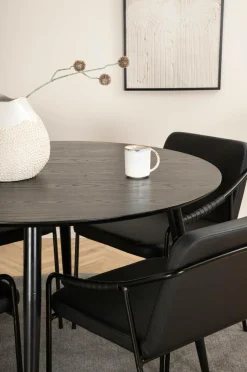 Discount Venture Home Spisegruppe Dipp med 4 spisebordsstole Tvist Sort kunstlæder / sort