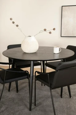 Discount Venture Home Spisegruppe Dipp med 4 spisebordsstole Tvist Sort kunstlæder / sort