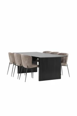 Best Venture Home Spisegruppe Vail med 6 spisebordsstole Modesto Brun and mat sort