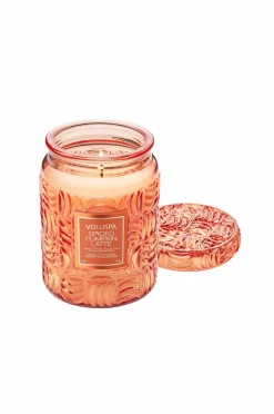 Outlet Voluspa Spiced Pumpkin Latte Large Glass Jar Candle 100H Ingen farve
