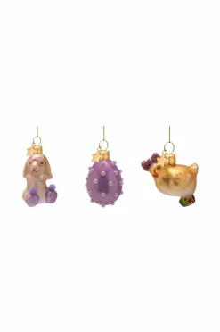 Sale Vondels Ornament glas påskesæt bunny, sæt med 3 Lilla