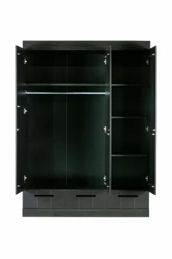 WOOOD Garderobe Connect m struktur, H195xB140xD53 Black mdf/metal