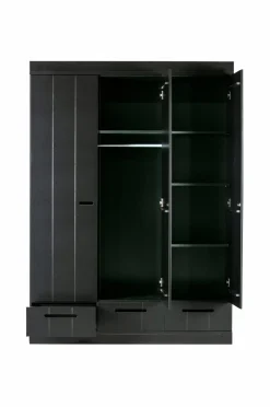 WOOOD Garderobe Connect m struktur, H195xB140xD53 Black mdf/metal