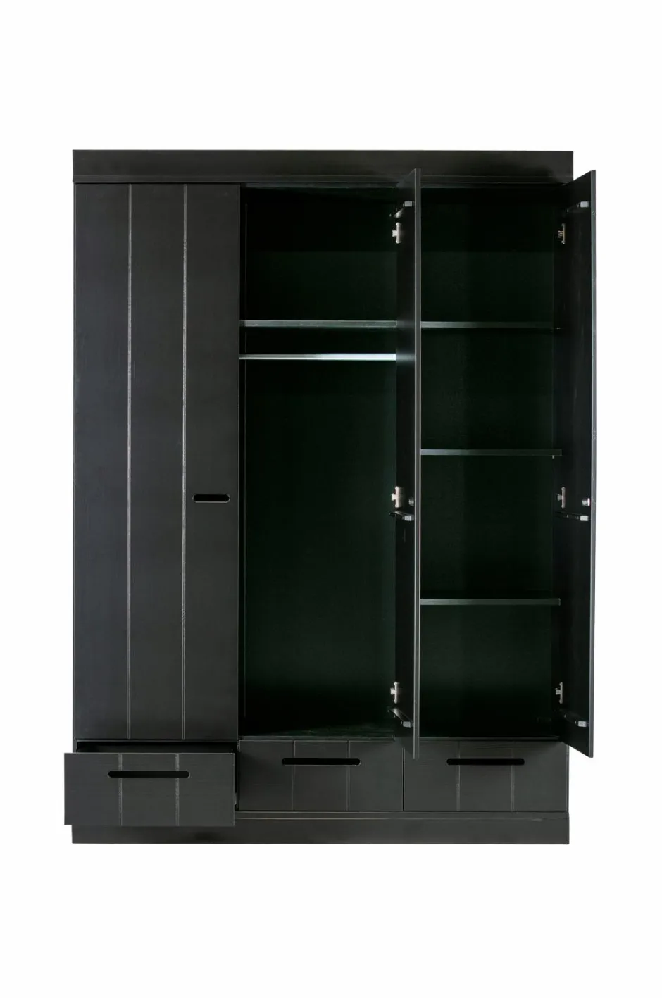 WOOOD Garderobe Connect m struktur, H195xB140xD53 Black mdf/metal